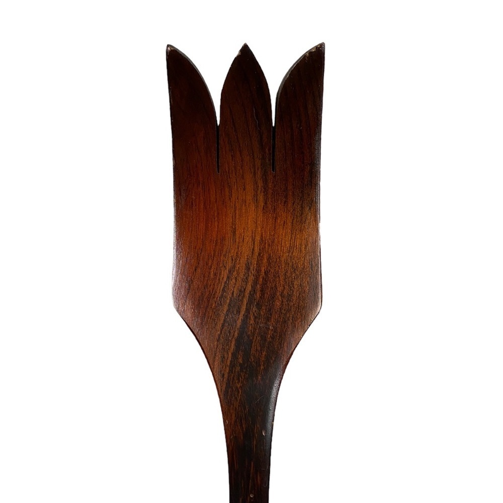 Vintage 1970s Large Wooden Spoon and Fork Wall Candlestick Art - Picture 4 of 10
